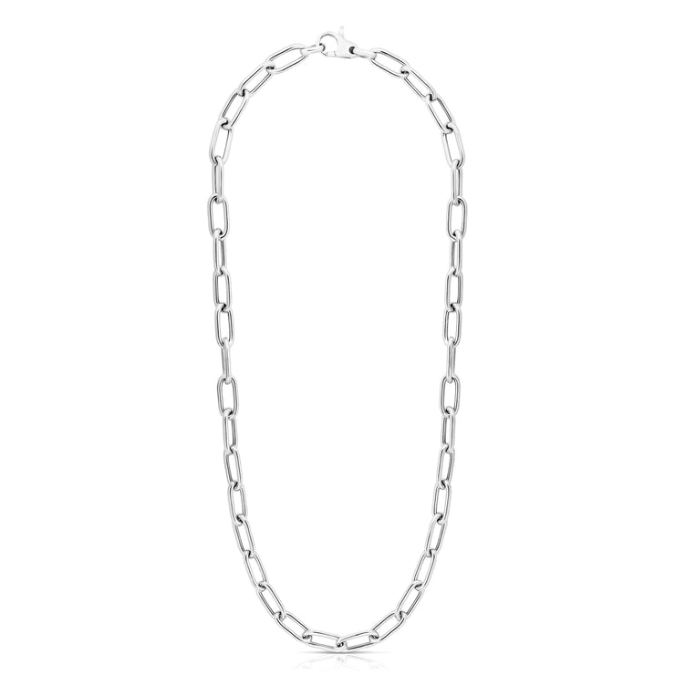 Silver Rounded Paperclip Link 38"" Necklace