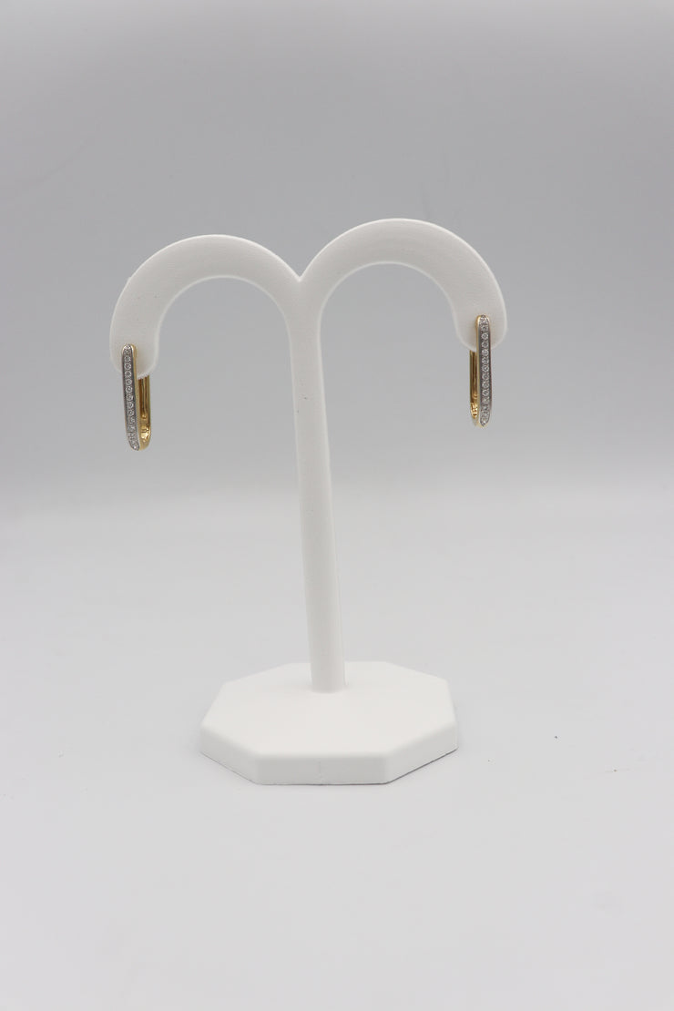 14Karat Yellow Gold Hinged Diamond Paperclip Style Earrings