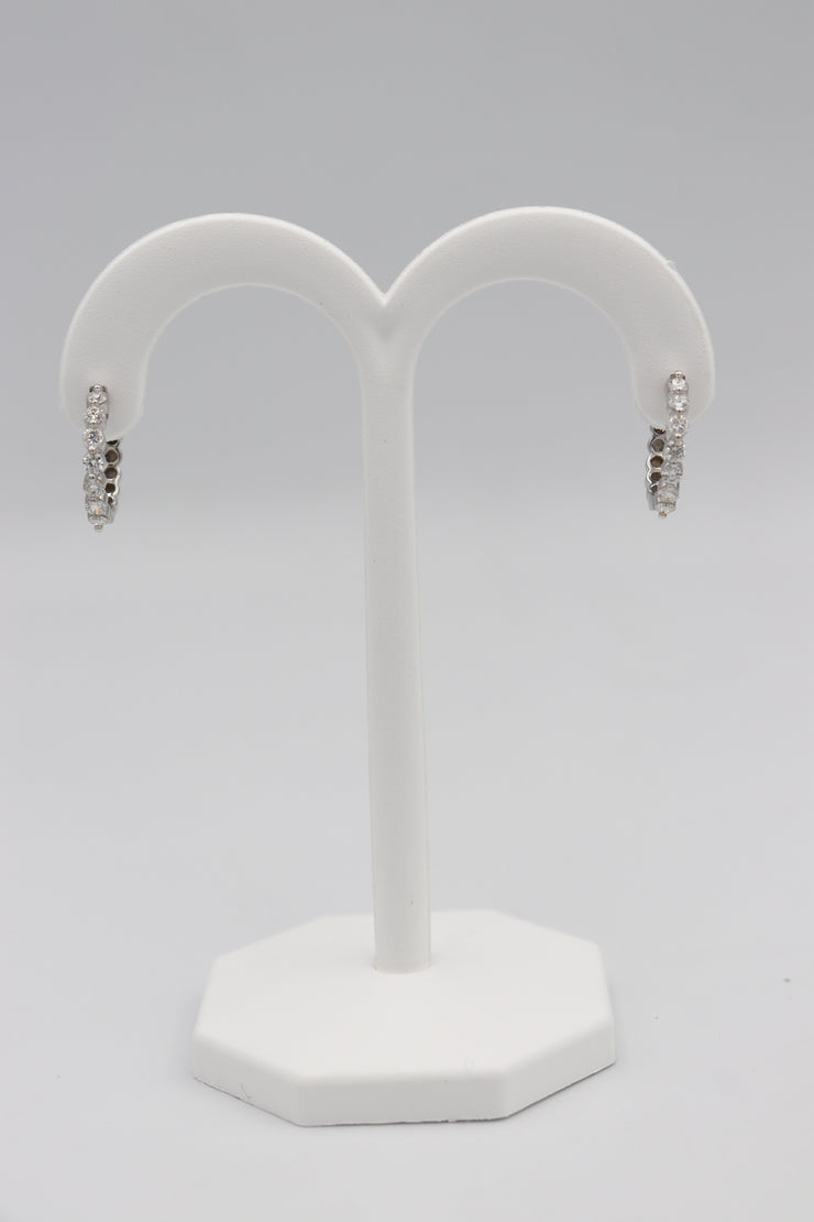 14Karat White Gold Diamond Hoop Earrings