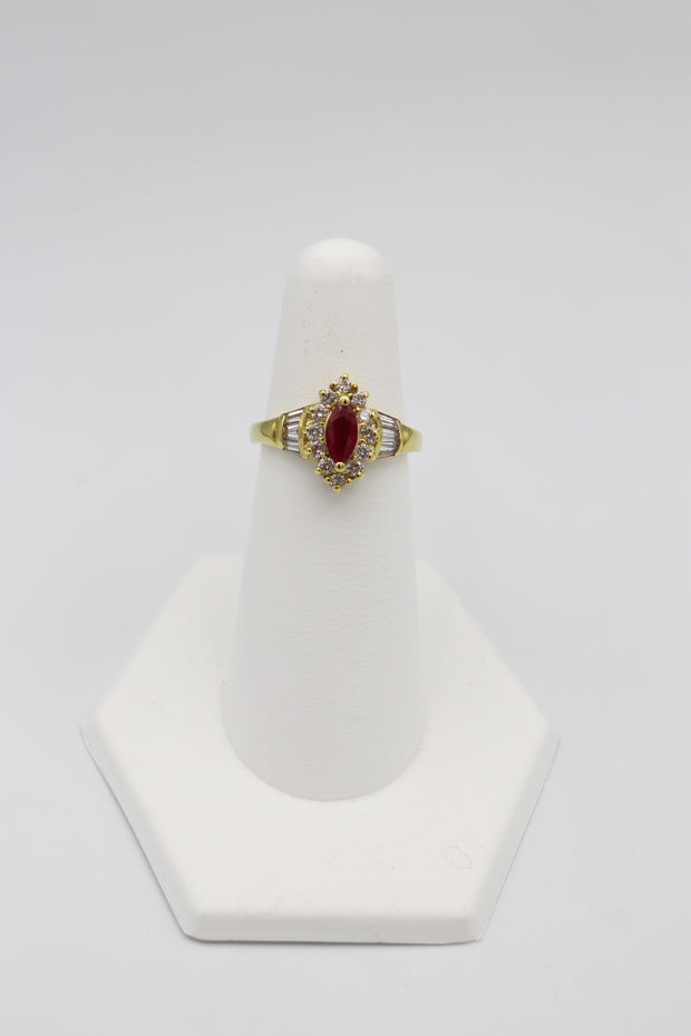 18Karat Yellow Gold Ruby and Natural Diamond Ring