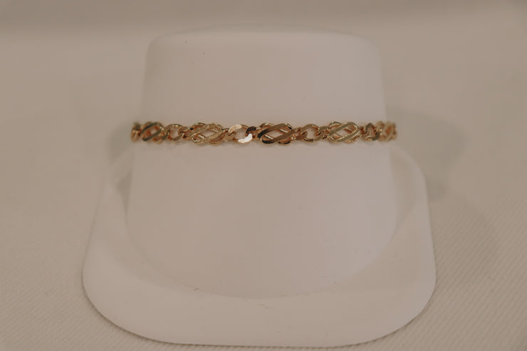 14Karat Yellow Gold Design Link Bracelet