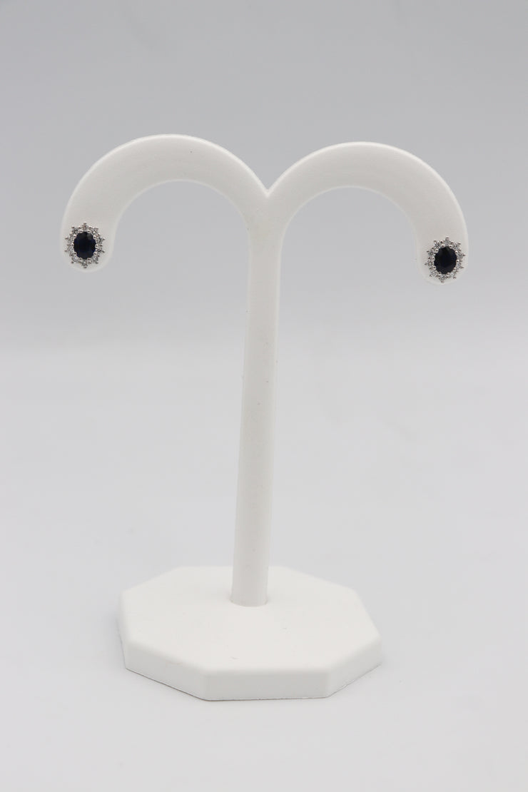 14Karat White Gold Sapphire and Diamond Earrings