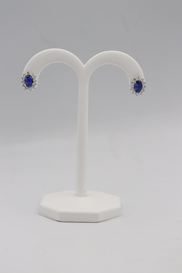 18Karat White Gold Sapphire and Diamond Earrings