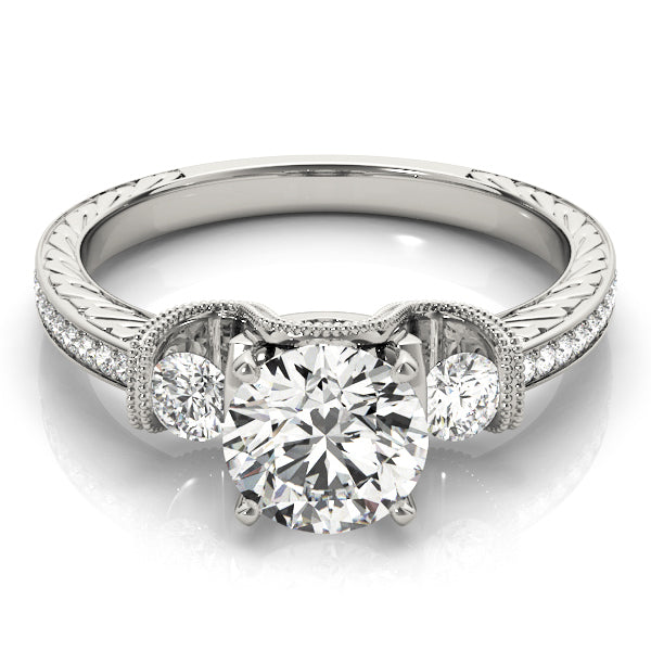 ENGAGEMENT RINGS 3 STONE ROUND