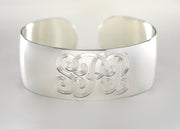 Sterling Silver Cuff Bracelet with Hand Engraved Monogram