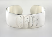 Sterling Silver Cuff Bracelet with Hand Engraved Monogram