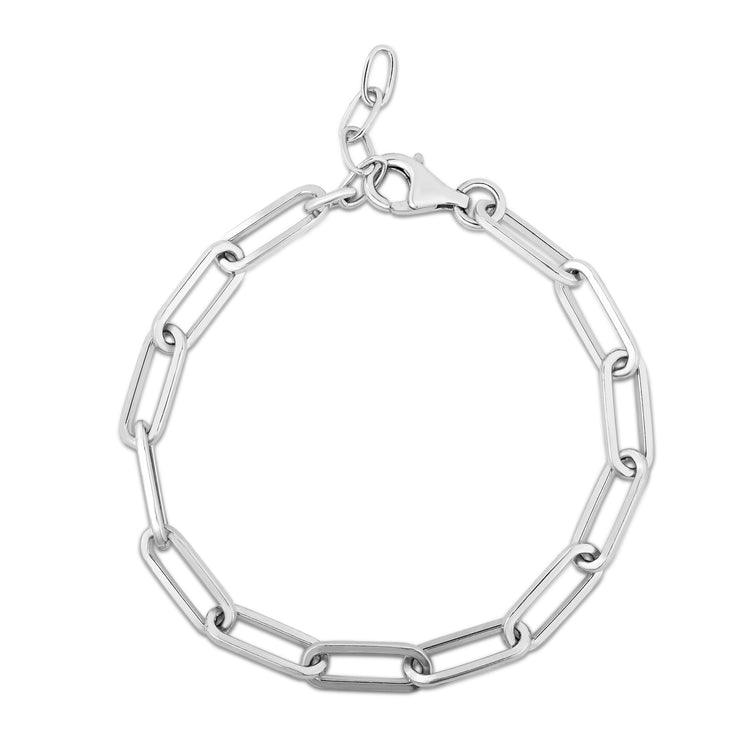 Silver Squared Paperclip Link Bracelet