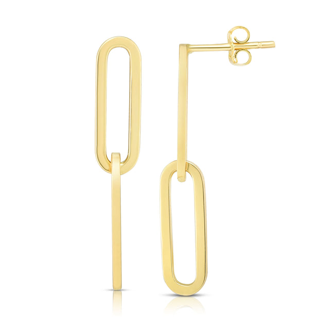 14K Gold Two Link Paperclip Drop Earrings