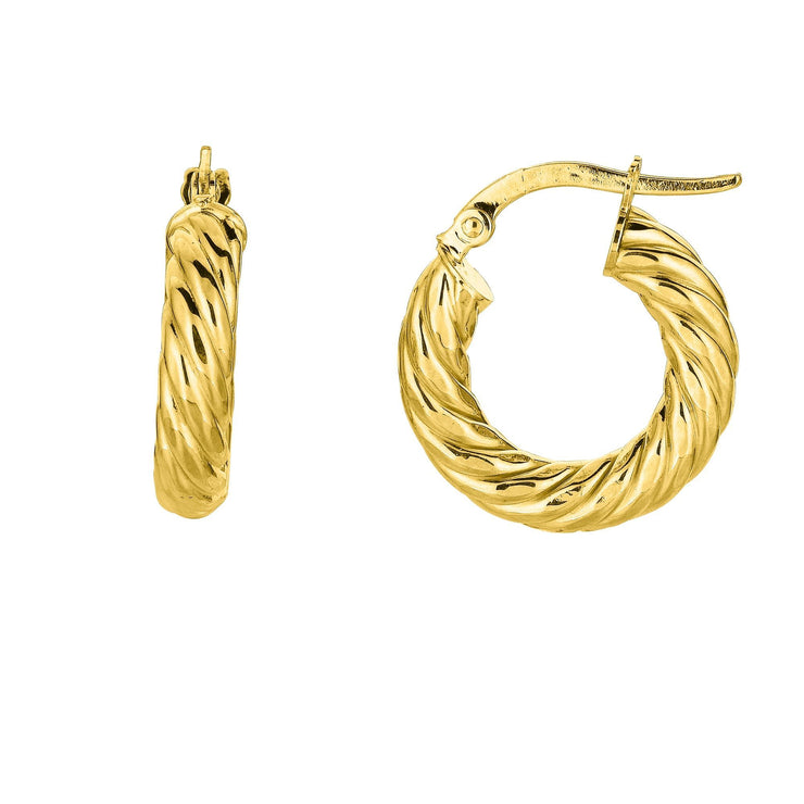 14K Gold 4x10mm Twist Hoop Earring
