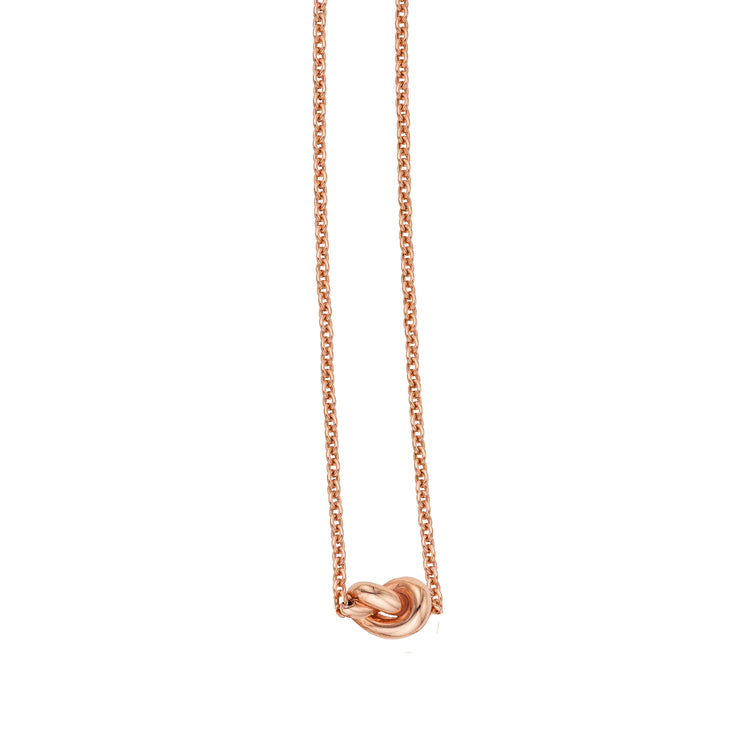 14K Gold Polished Puffed Love Knot Necklace