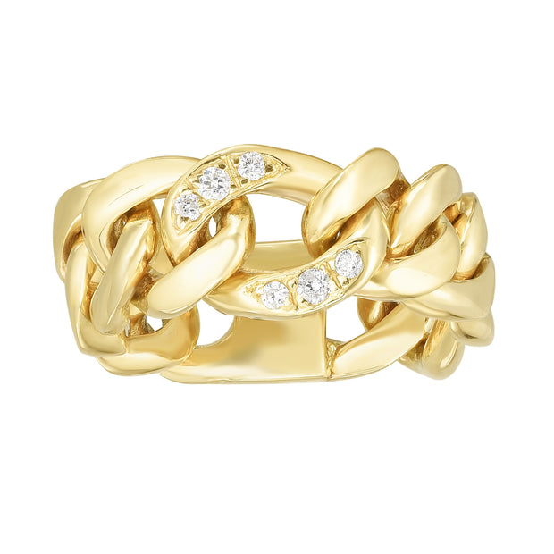 14K Gold Diamond Curb Ring
