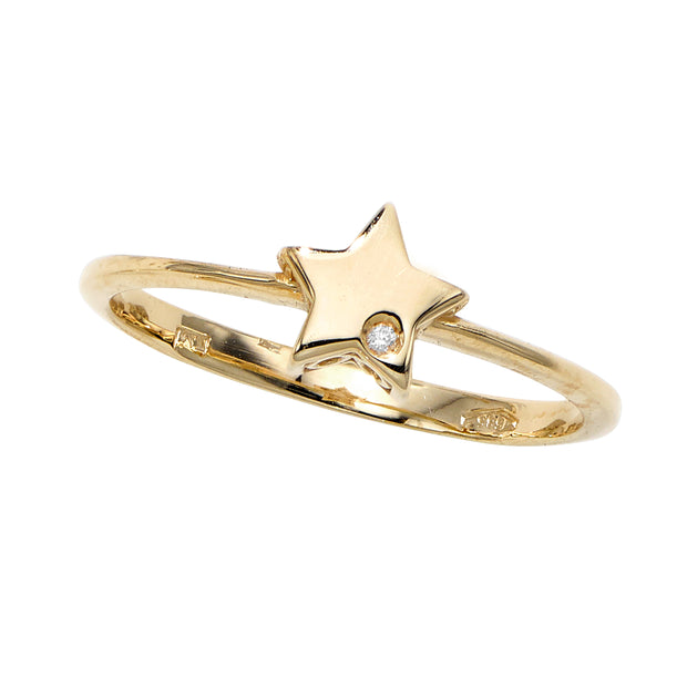 14K Gold .005ct Diamond Star Ring