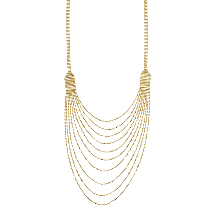 14K Gold Shimmering Bead Multistrand Necklace
