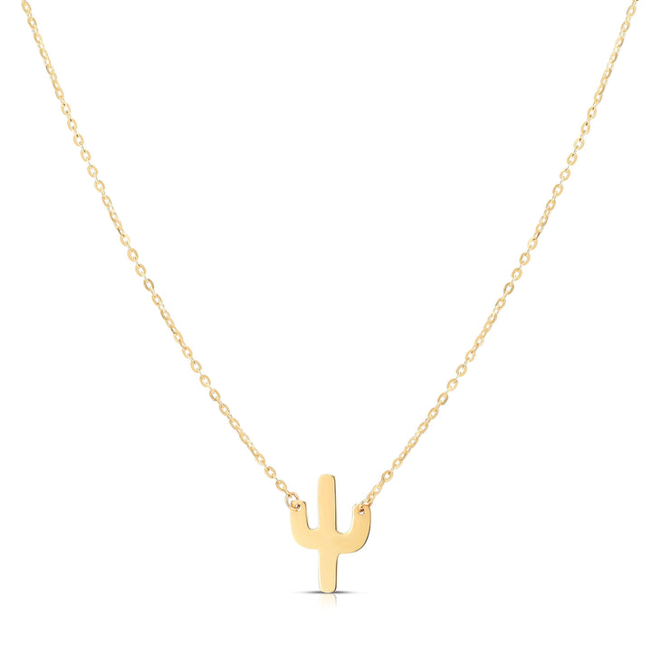 14K Gold Mini Cactus Necklace