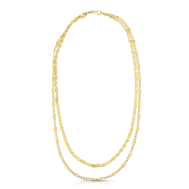 14K Gold Double Strand Vintage Chain Necklace