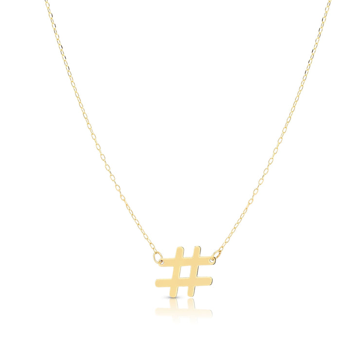 14K Gold Hashtag Necklace