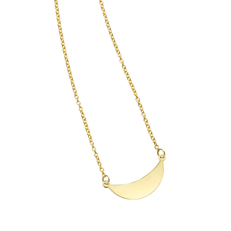 14K Gold  Polished Crescent Necklace