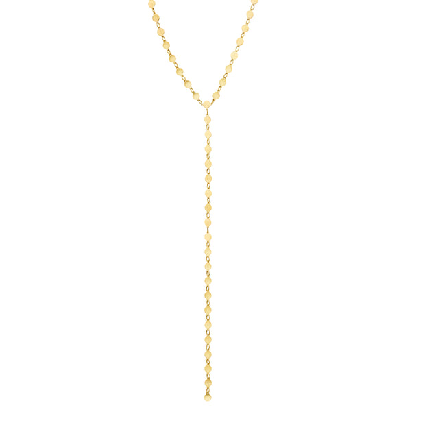 14K Gold Mirror Chain Lariat Necklace