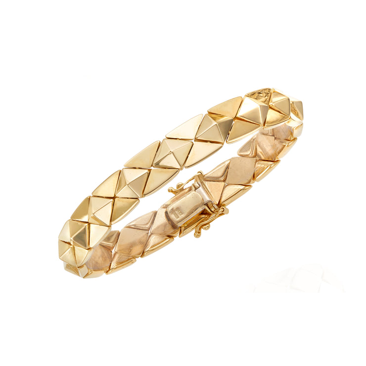 14K Gold Polished Pyramid Bracelet
