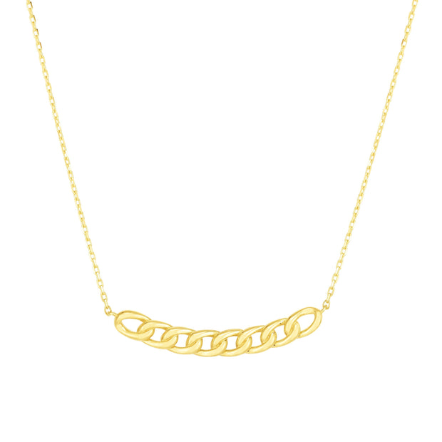 14K Gold Curb Bar Necklace