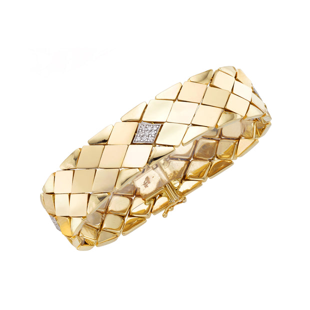 14K Gold Diamond Pyramid Bracelet