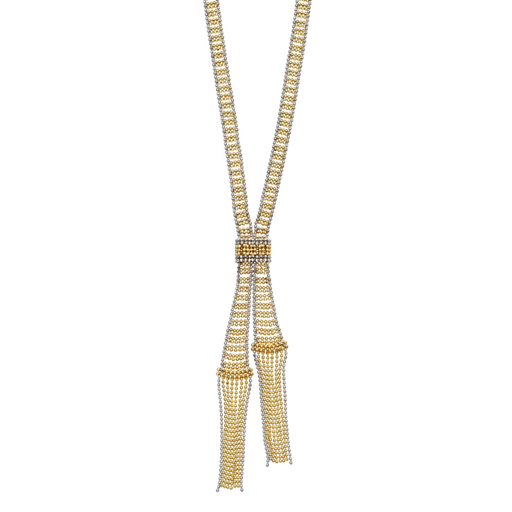14K Gold Shimmering Bead Lariat Necklace
