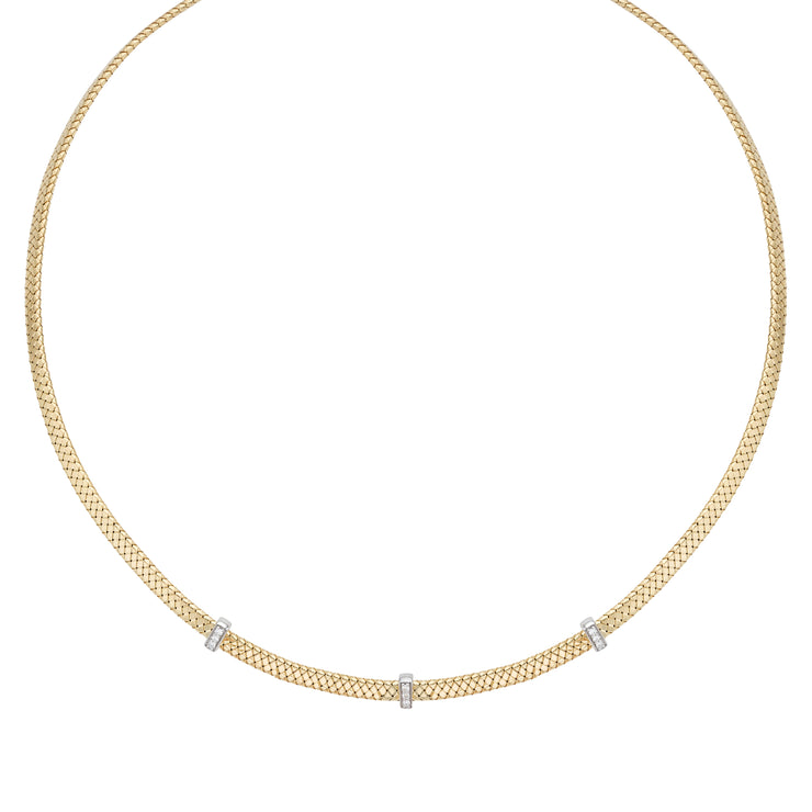 14K Gold Basketweave Diamond Accent Necklace