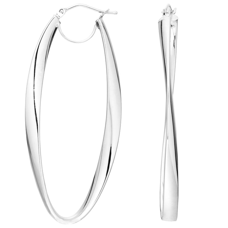 14K Gold Twisted Oval Hinged Hoop Earring